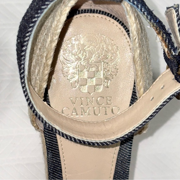 Vince Camuto Denim Espadrille Wedge Ankle Strap Sandals Size 8 - Picture 3 of 11